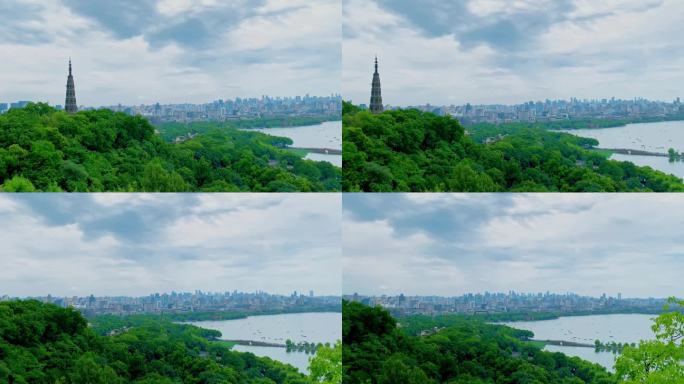 杭州市西湖风景名胜宝石山上看西湖全景