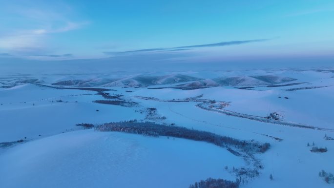 寒冬雪原日暮风景