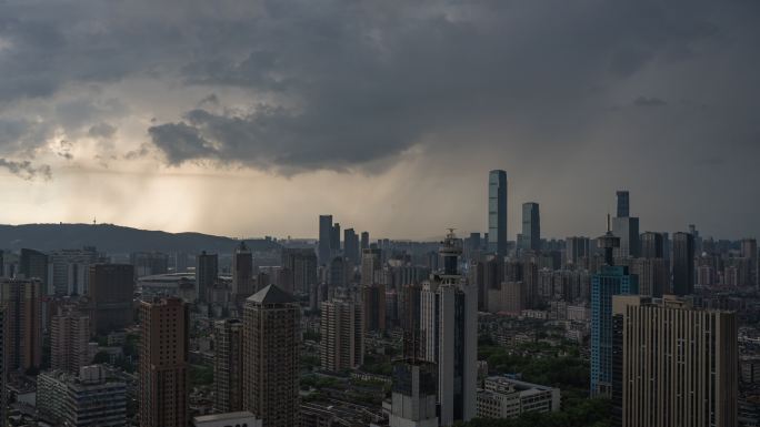 长沙 雨后晚霞 晚霞 雨线 延时摄影