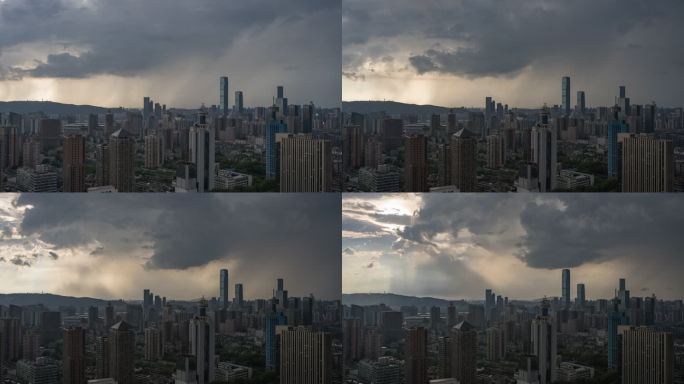 长沙 雨后晚霞 晚霞 雨线 延时摄影