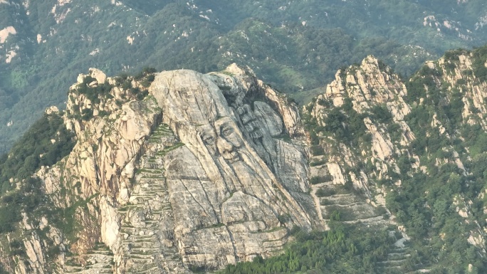 山东省景区临沂 蒙山寿星航拍 云海蒙山