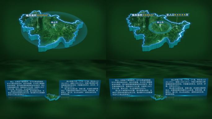 4K大气云南省保山市面积人口区位信息展示