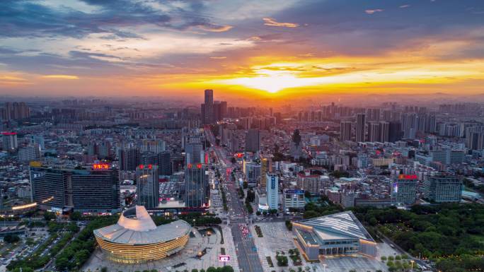 东莞鸿福路西夕阳延时航拍