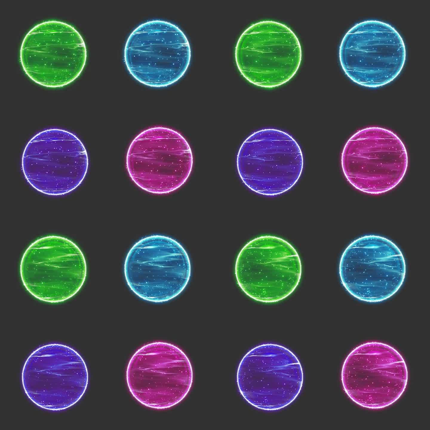 球形粒子 4种颜色 带透明通道