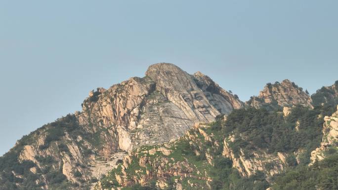 山东省景区临沂 蒙山寿星航拍 云海蒙山