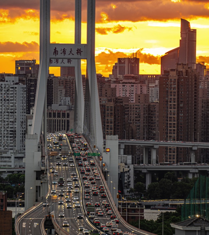 上海南浦大桥竖版日转夜8k延时