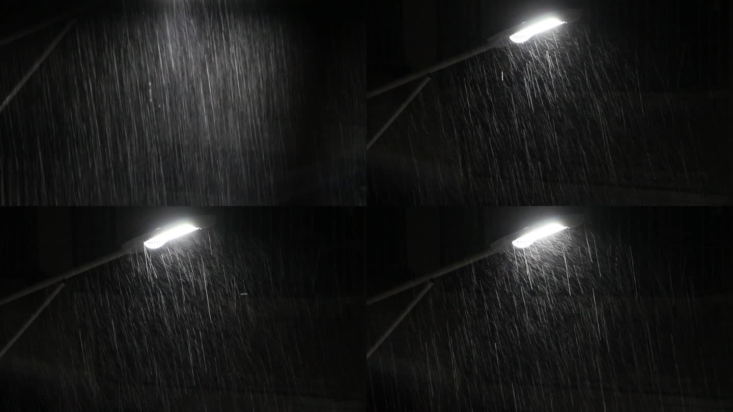 夜雨 雨水 下雨 路灯