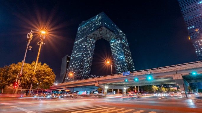 央视大楼夜景延时