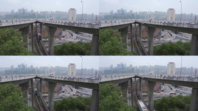 重庆高架车辆交汇