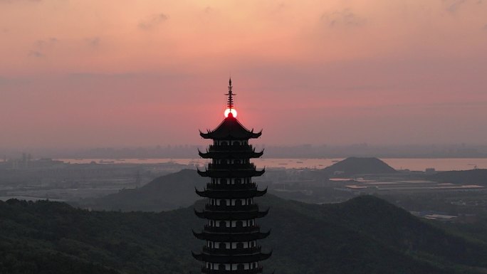 江苏张家港金港镇香山落日