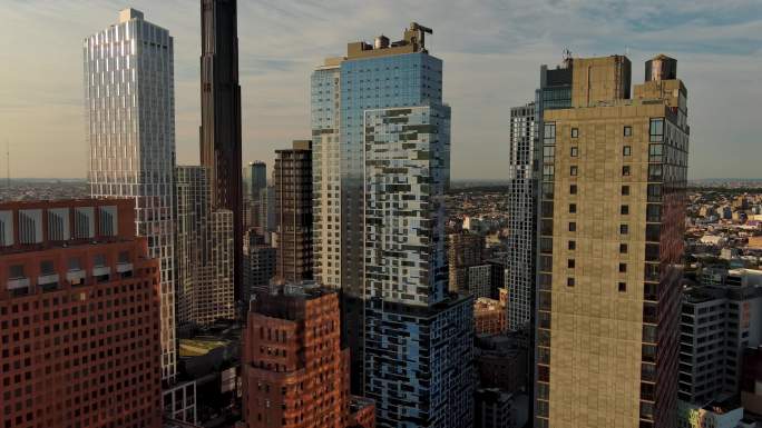 城市航拍纽约曼哈顿布鲁克林塔摩天大楼