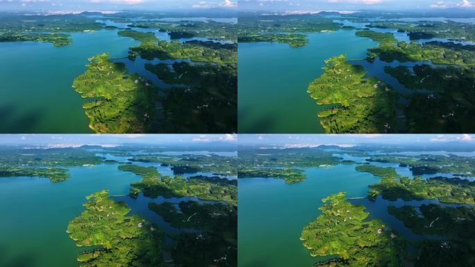 信阳 南湾大坝 南湾水库 大景 游船航拍