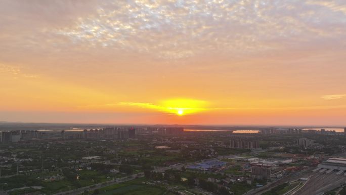 常德4K太阳山城市朝霞日出航拍宣传片