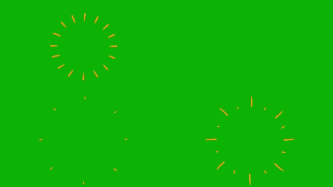 动画手绘橙色射线符号。毛圈的视频。平面矢量插图隔离在绿色背景上。