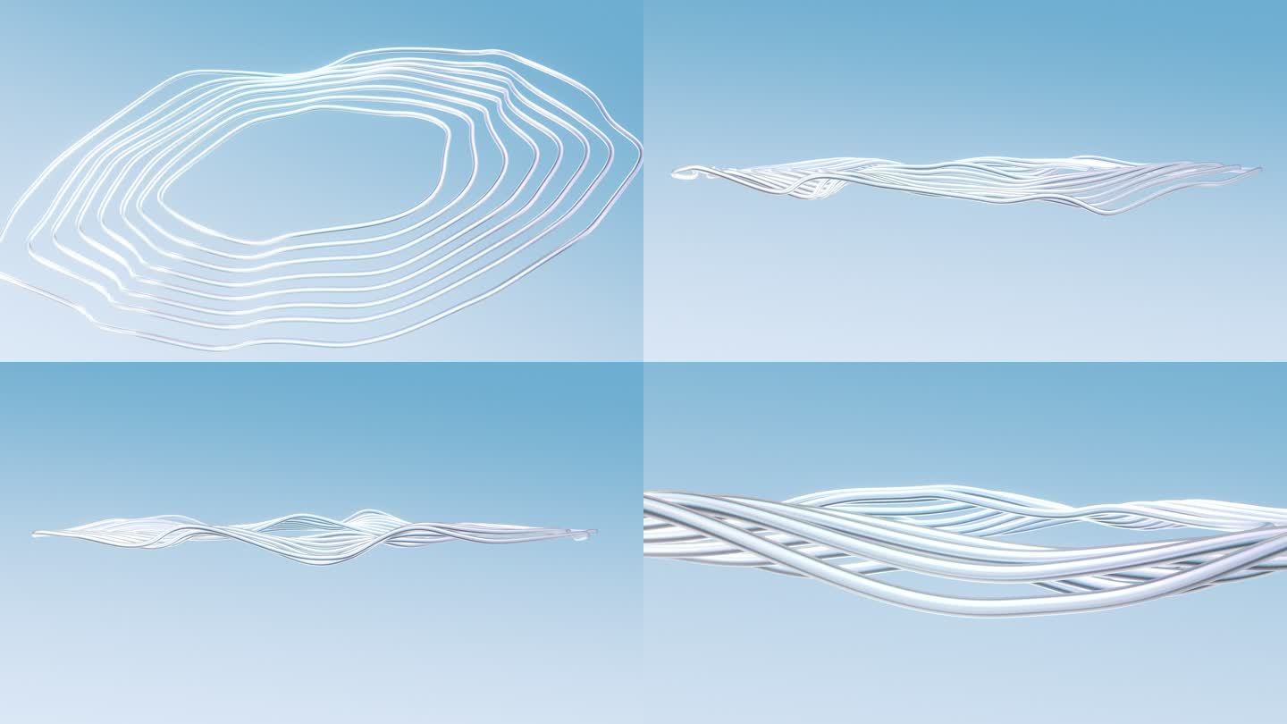 玻璃透明线圈波动线条抽象唯美三维3D