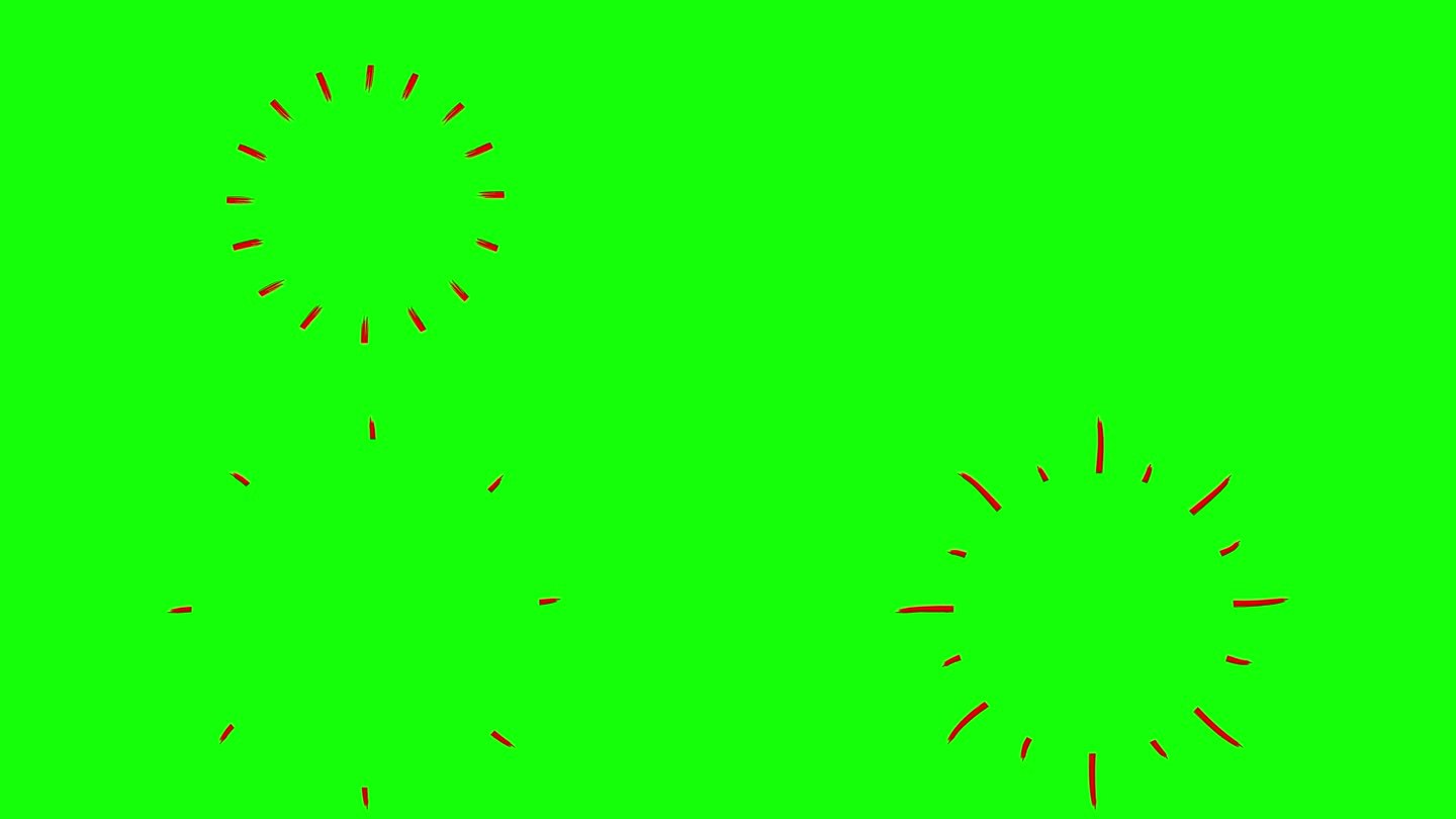 动画手绘红色射线符号。毛圈的视频。平面矢量插图隔离在绿色背景上。