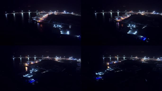 海口新海港码头夜景航拍01