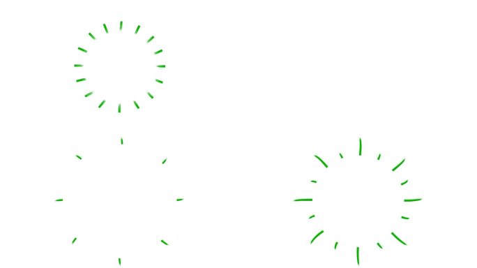 动画手绘绿色射线符号。毛圈的视频。平面矢量插图隔离在白色背景。