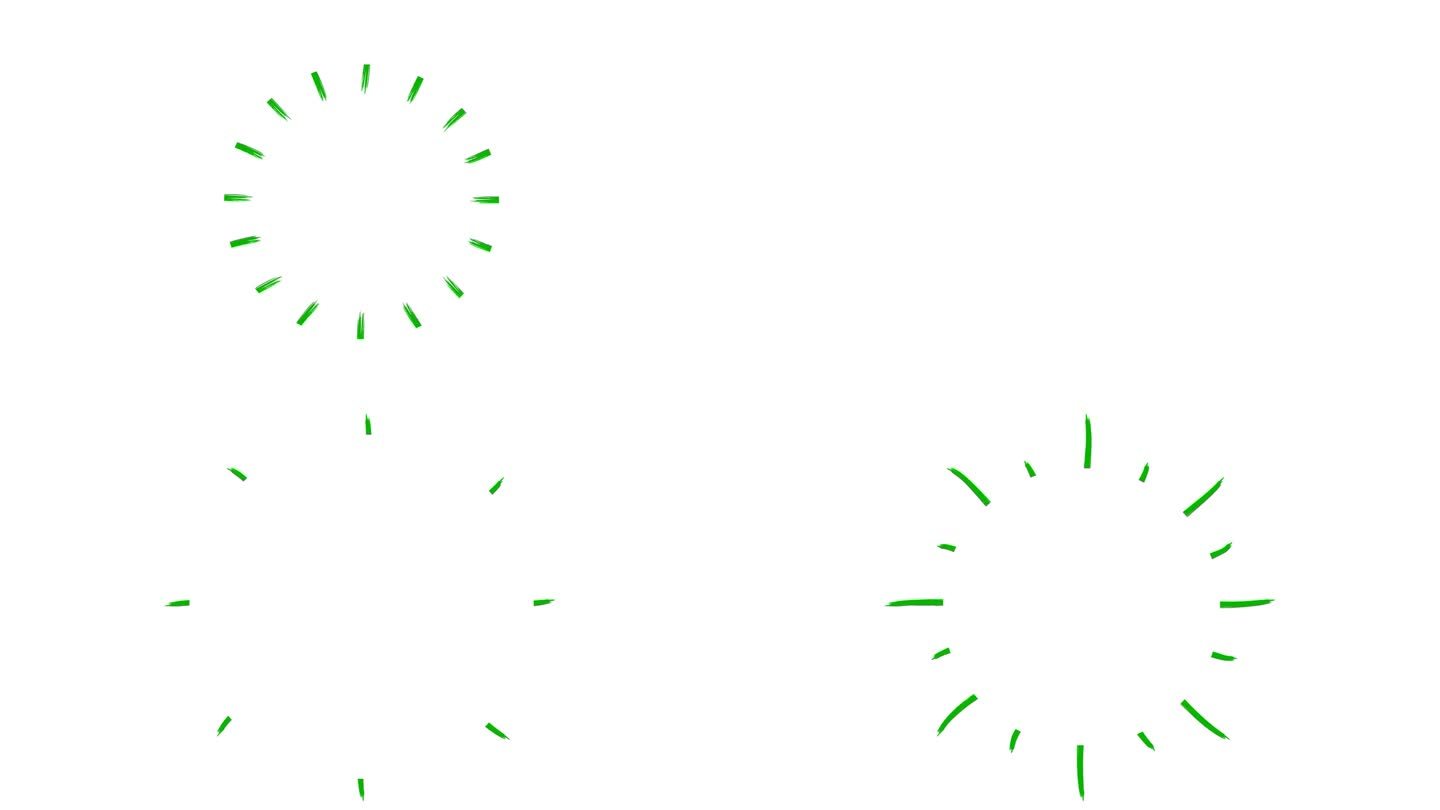 动画手绘绿色射线符号。毛圈的视频。平面矢量插图隔离在白色背景。