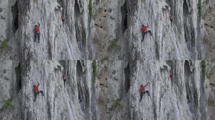 泰国甲米攀岩航拍户外极限运动
