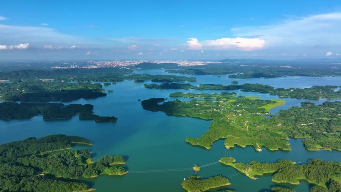 信阳南湾大坝南湾水库航拍南湾水库大景