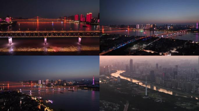 武汉延时桥梁地标夜景