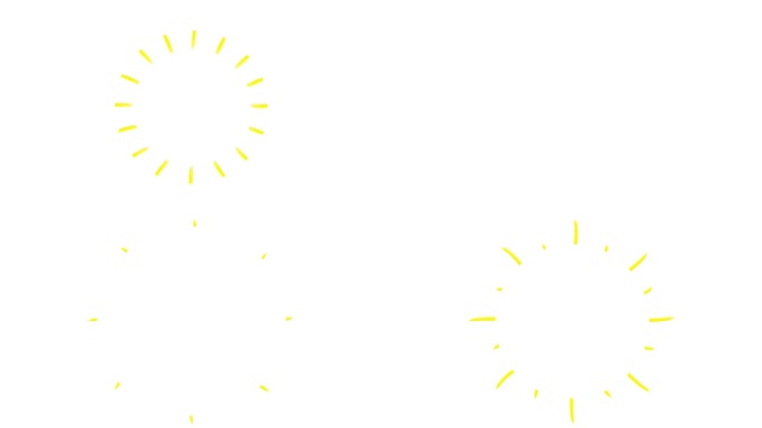 动画手绘黄色射线符号。毛圈的视频。平面矢量插图隔离在白色背景。