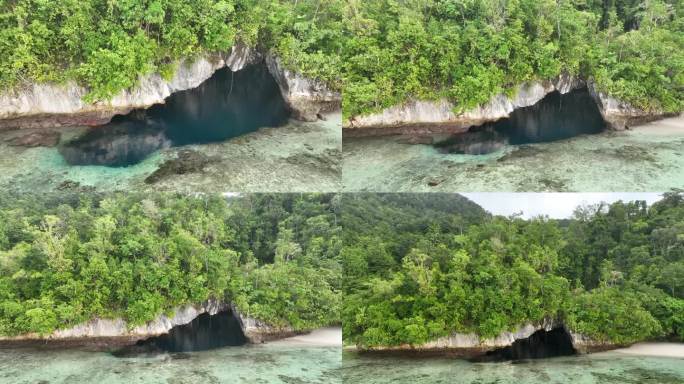 印尼东部风景秀丽的石灰岩洞穴航拍图