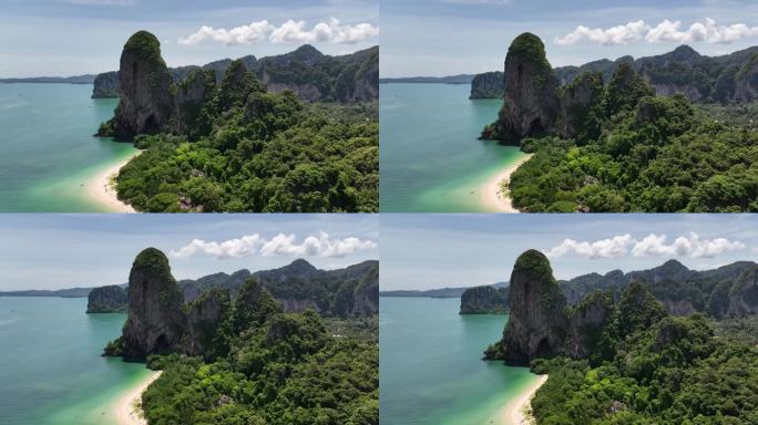泰国甲米莱雷海滩海岛沙滩航拍自然风光