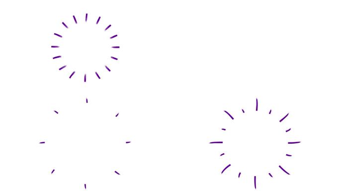 动画手绘紫色射线符号。毛圈的视频。平面矢量插图隔离在白色背景。
