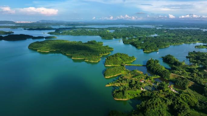 信阳南湾大坝南湾水库 航拍 南湾水库大景