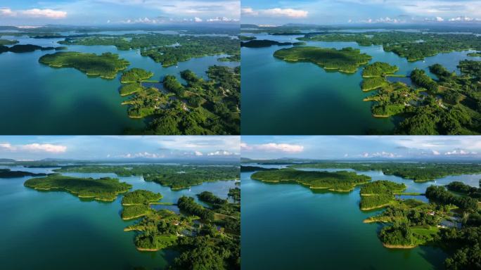 信阳南湾大坝南湾水库 航拍 南湾水库大景