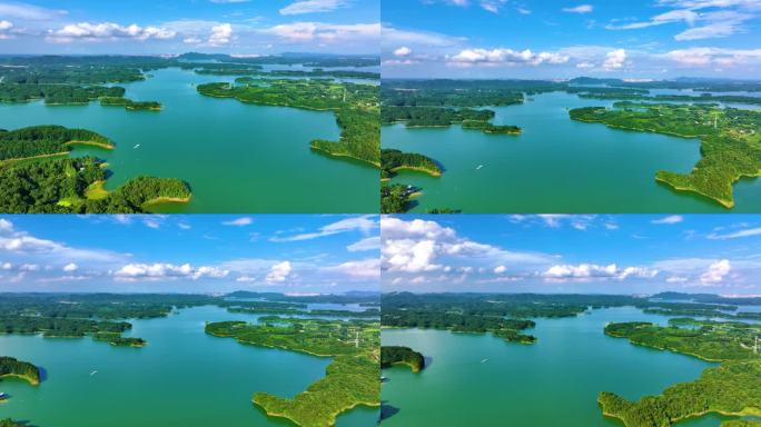 信阳南湾大坝南湾水库航拍南湾水库大景