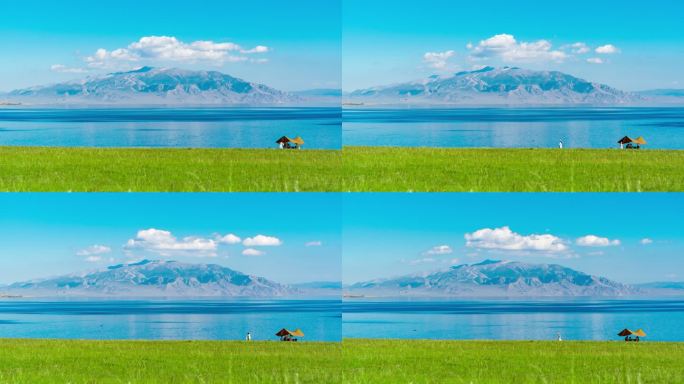 新疆旅游北疆伊犁赛里木湖蓝天湖泊草原