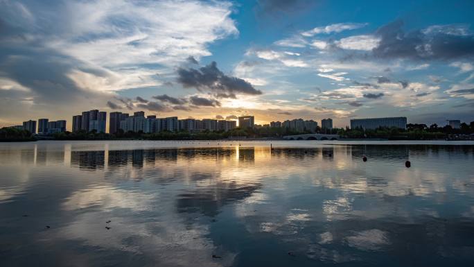 平湖市 明湖边 日落延时