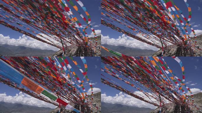 藏族山区经幡彩旗飘飘