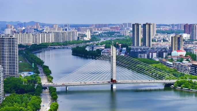 信阳浉河大景浉河拍摄  虹桥等 民桥航拍