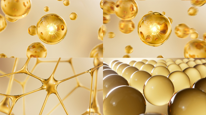 金色精华球修复皮肤细胞化妆品精华球分子