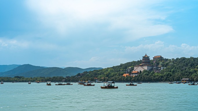 颐和园湖水风景延时