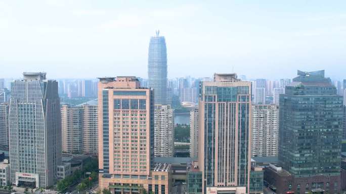 航拍郑东新区CBD 中央商务区金融大厦