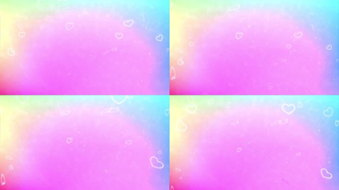 循环粒子的心与彩虹抽象背景，从上到下，4k动画