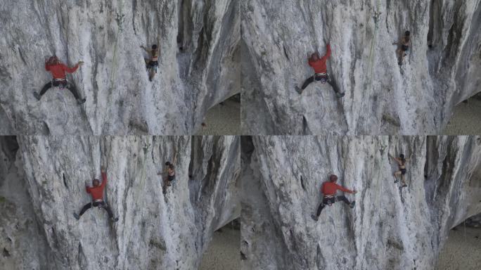 泰国甲米攀岩航拍户外极限运动