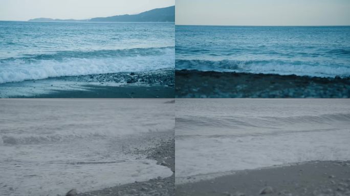 4K海浪拍打沙滩/电影空镜/情绪空镜