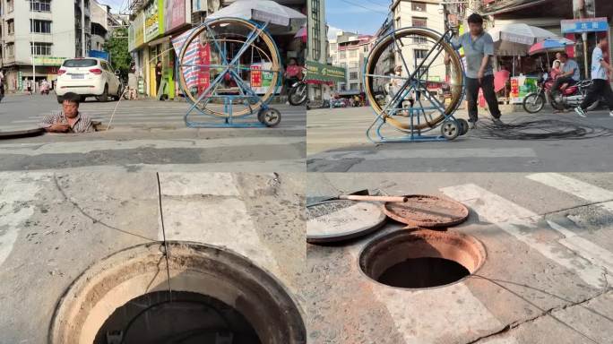 街道井盖光缆电缆施工道路下水污水地下管道