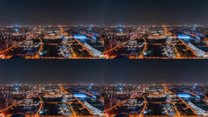 北京鸟巢城市夜景延时
