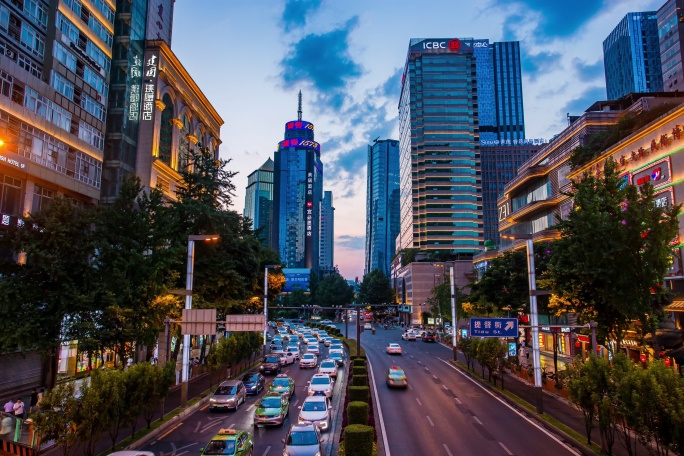 成都春熙路天桥夜景延时