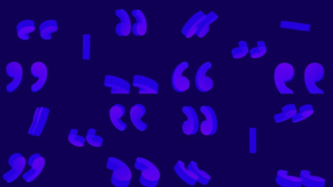 三维旋转引号动画在蓝色类似的色调