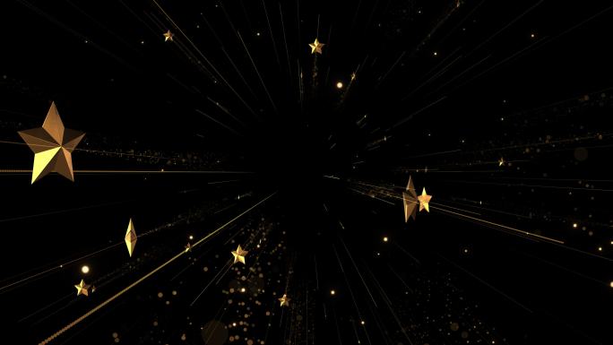 金色粒子五角星冲屏透明背景视频