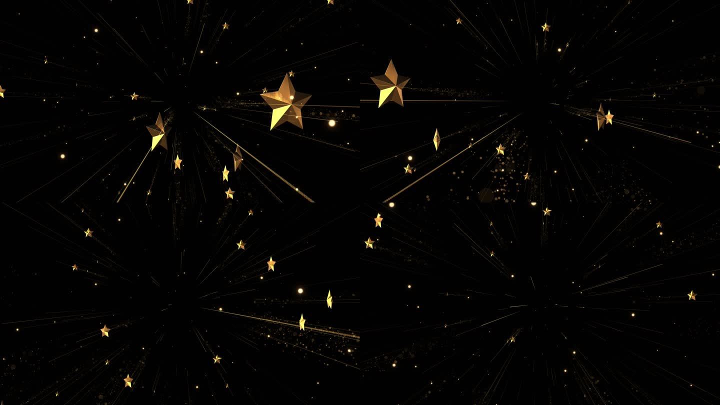 金色粒子五角星冲屏透明背景视频