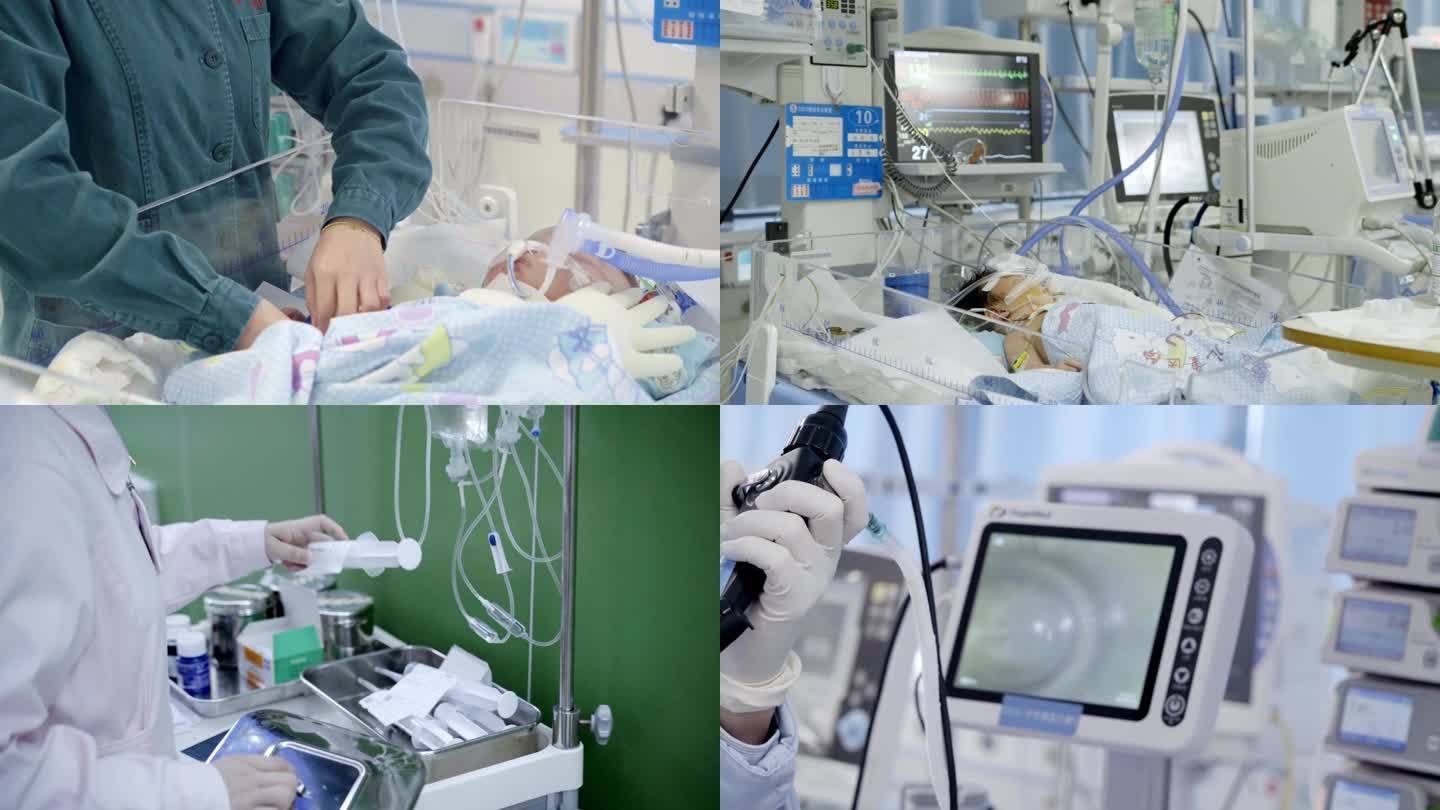 医院婴儿保温室 血液收集管 医院治疗镜头
